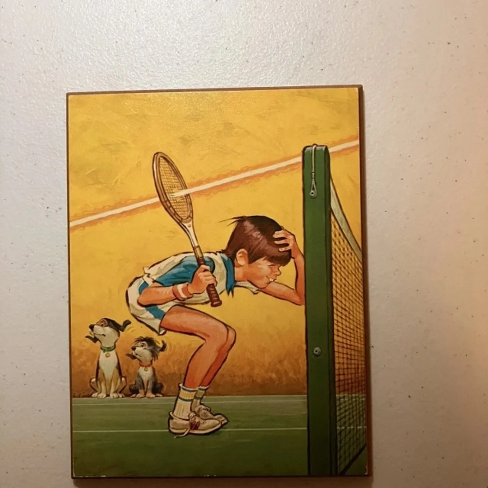 Vintage Pete Hawley Tennis Wall Art Set of 2‎ Art Wood Rare Midcentury